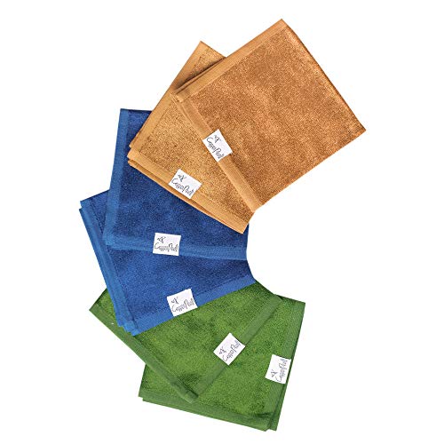 Copper Pearl 6 Ultra Soft Baby Bath Washcloths Premium Large Soft"River" (Blue/Brown/Green) 11" x 11" Towels