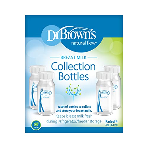 Dr. Brown's Breastmilk Collection Bottles, 4 oz/120 ml, 4-Pack, Clear