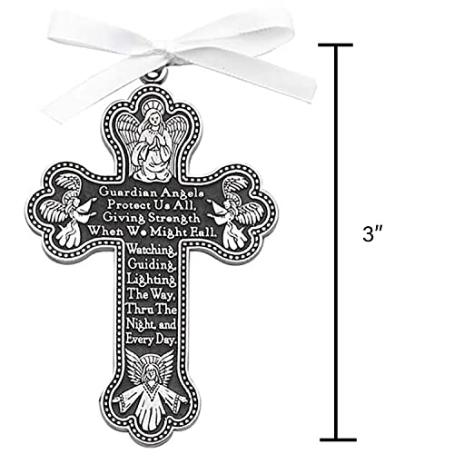 CA Gift CM8 Guardian Angel Cross Crib Medal for Jewelry Making, 3" High
