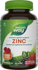 Nature's Way Zinc Gummies - Immune System Support Mineral Supplement – Maintain Healthy Bones, Hair, Skin and Nails - Vegetarian Gummies for Kids 4+ and Adults - Mixed Berry Flavour, 60 Gummies