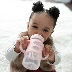 Dr. Brown’s Milestones Wide-Neck Transitional Sippy Bottle with Silicone Handles, 9oz 6m+ Light Pink and Ecru 2-Pack
