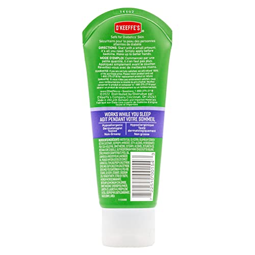 O'Keeffe's Working Hands Night Treatment Hand Cream, Restorative Lotion Works While You Sleep, Deep Conditioning Oils, 3oz/85g Tube, White (Pack of 1), K4200502