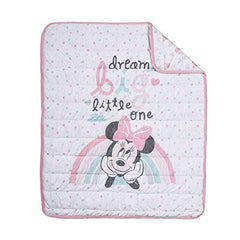 Disney Minnie Mouse Reversible Quilted Blanket for Baby, Infant, Newborn, Soft and Warm Toddler Throw for Crib, Nursery, Playroom, Going Dotty Collection