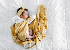 Copper Pearl Large Premium Knit Baby Swaddle Receiving Blanket Marigold, 300 grams (X002BFKPAN)