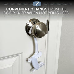 DOOR MONKEY Child Proof Door Lock & Pinch Guard - for Door Knobs & Lever Handles - Easy to Install - No Tools or Tape Required - Baby Safety Door Lock for Kids - Very Portable - Great for Dogs & Cats