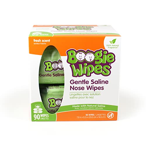 Boogie Wipes Natural Saline Nose Wipes for Kids and Babies, Fresh, 90-Count