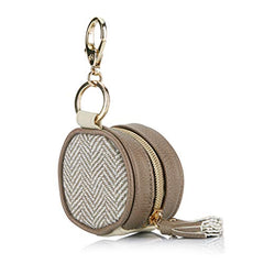 Itzy Ritzy Pacifier Case with Clip – Pacifier Charm Pod Includes Clasp to Easily Attach to a Diaper Bag or Purse; Measures 2.5” in Diameter and Holds 2 Pacifiers, Vanilla Latte