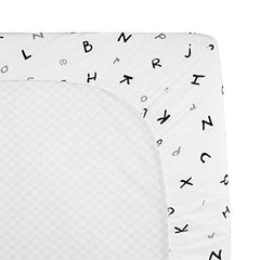 American Baby Printed 100% Natural Cotton Jersey Knit Fitted Pack N Play Playard Sheet, Alphabet, Soft Breathable, for Boys and Girls