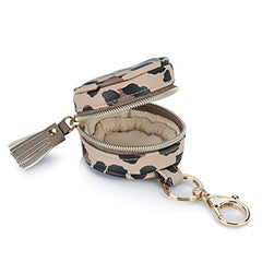 Itzy Ritzy Pacifier Case With Clip – Pacifier Charm Pod Includes Clasp to Easily Attach to a Diaper Bag or Purse; Measures 2.5” in Diameter and Holds 2 Pacifiers, Leopard