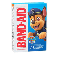 Band-Aid Brand Adhesive Bandages for Minor Cuts & Scrapes, Wound Care Featuring Nickelodeon Paw Patrol Characters for Kids and Toddlers, Assorted Sizes 20 ct