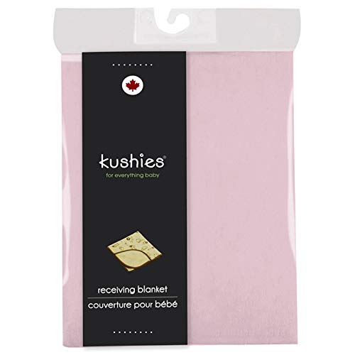 Kushies Premium Soft Newborn Flannel Receiving Blanket, 30" x 30" Square for swaddling, Solid Pink