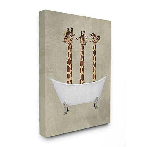 The Stupell Home Decor Three Giraffes In a Bathtub Stretched Canvas Wall Art, 16x20, Multi-color