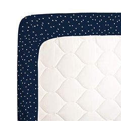 Carter's 100% Cotton Sateen Fitted Crib Sheet - Navy with White Stars, Navy, White