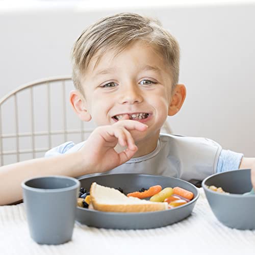 Tiny Twinkle Tableware 3 Pack Dish Set- BPA-Free Cups, Plates and Bowls Sets for Kids and Toddlers - Polypropylene Plastic Dinnerware Set (Sage, Charcoal, Iceblue - Cups)