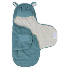 Baby GUND Oh So Snuggly Hippo Blanket Wrap, Plush Hooded Baby Blanket Wrap for Newborns, Blue/Cream, 26”