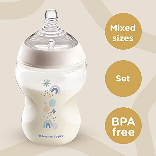 Tommee Tippee Closer to Nature Baby Bottle Newborn Feeding Gift Set, Slow Flow Breast-Like Nipples with Anti-Colic Valve