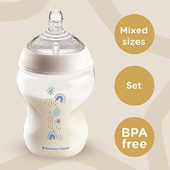 Tommee Tippee Closer to Nature Baby Bottle Newborn Feeding Gift Set, Slow Flow Breast-Like Nipples with Anti-Colic Valve