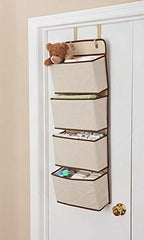 Delta Children 4 Pocket Over The Door Hanging Organizer, 2 Pack, Beige/Tan