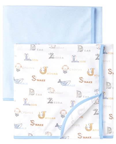 The Children's Place Unisex-Baby The Children's Place Unisex Baby Swaddle Blankets, Animal Words/Brook Stripe, One Size