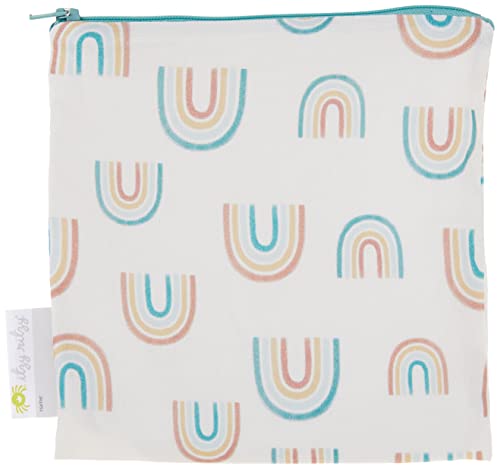 Itzy Ritzy Reusable Snack Bag – 7” x 7” BPA-Free Snack Bag is Food Safe, Washable and Ideal for Storing Snacks, Pacifiers, Electronics and Makeup in a Diaper Bag, Purse or Travel Bag, Over The Rainbow