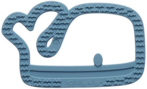 Itzy Ritzy SLT8423 Silicone Baby Teether - BPA-Free Infant Teether with Easy-To-Hold Design & Textured Back Side To Massage & Soothe Sore, Swollen Gums, Whale