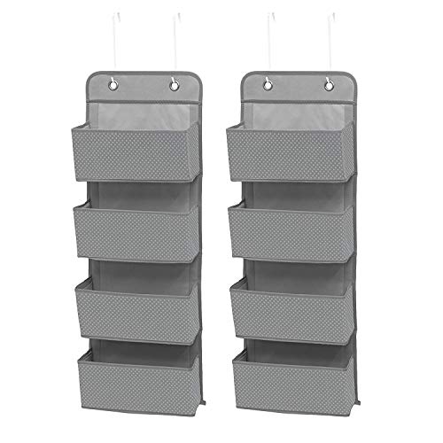 Delta Children 4 Pocket Over The Door Hanging Organizer, 2 Pack, Dove Grey