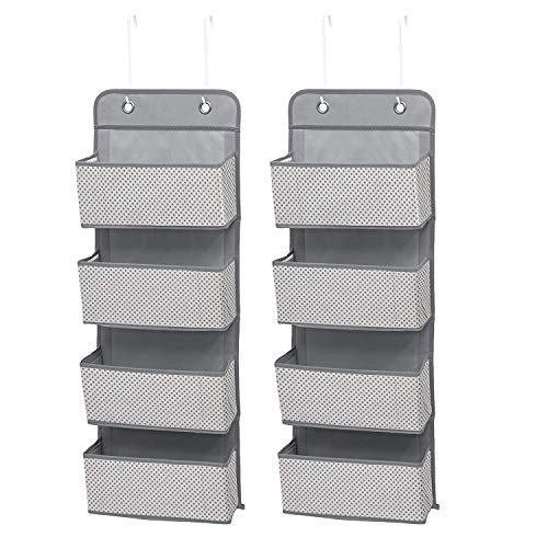 Delta Children 4 Pocket Over The Door Hanging Organizer, 2 Pack, Cool Grey