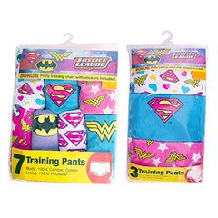 DC Comics 3PK, 7PK and 10PK Potty Training Pants with Superman, Batman, Wonder Woman and More with Stickers Sizes 2T, 3T, and 4T