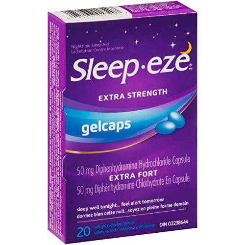 Sleep-Eze Extra Strength Gel Capsules - 20 Count - For Relieving Occasional Sleeplessness