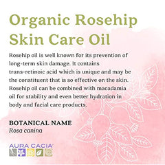 Aura Cacia Organic Rosehip Skin Care Oil, GC-MS Tested For Purity, 30ml