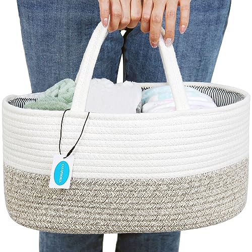 Casaphoria car portable diaper caddy organizer baby changing rope basket for baby girl for table loaded diaper small cotton baskets with pad Portable Bag