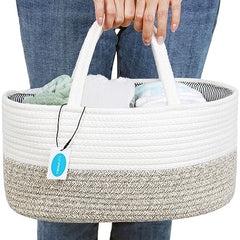 Casaphoria car portable diaper caddy organizer baby changing rope basket for baby girl for table loaded diaper small cotton baskets with pad Portable Bag