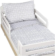 TL Care 100% Cotton Percale Toddler Bed Set, Gray Lattice, for Boys and Girls