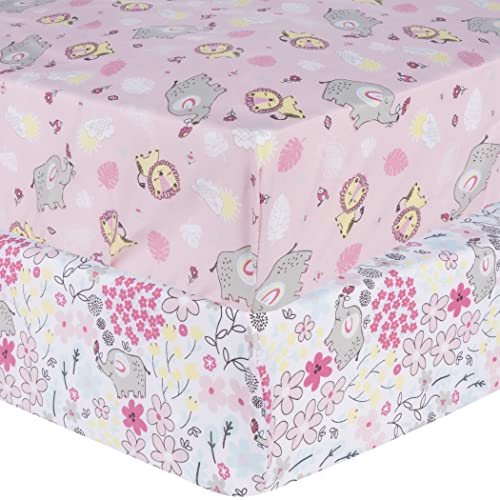 Jungle Flowers 2-Pack Microfiber Fitted Crib Sheet Set by Sammy & Lou®
