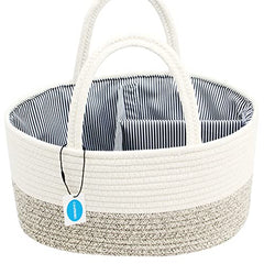 Casaphoria car portable diaper caddy organizer baby changing rope basket for baby girl for table loaded diaper small cotton baskets with pad Portable Bag