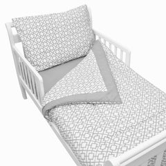 TL Care 100% Cotton Percale Toddler Bed Set, Gray Lattice, for Boys and Girls