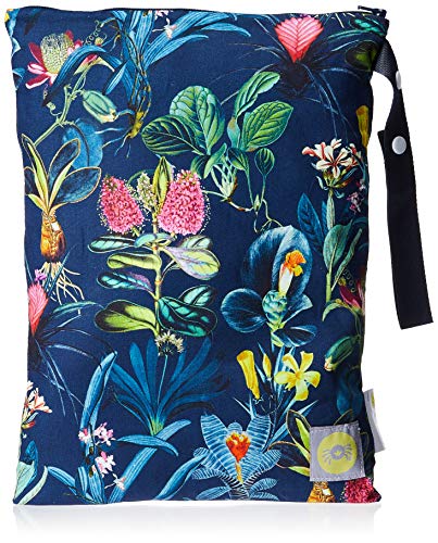 Itzy Ritzy Sealed Wet Bag with Adjustable Handle - Washable and Reusable Wet Bag with Water Resistant Lining Ideal for Swimwear, Diapers, Gym Clothes & Toiletries; Measures 11" x 14", Jungle Floral