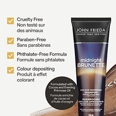 John Frieda Midnight Brunette Colour Deepening Shampoo, for Soft Rich Hair (250 mL)