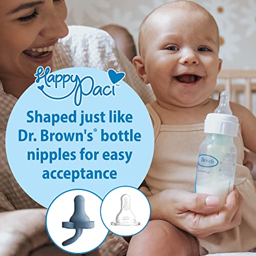 Dr. Brown’s HappyPaci 100% Silicone Pacifier 0-6m, BPA Free, White Blue Light Blue 3-Pack