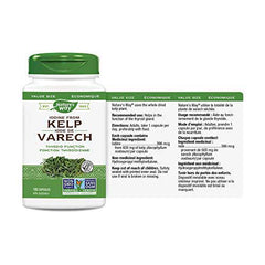 Nature’s Way Kelp - Iodine Supplement for Thyroid Support from Kelp - Non-GMO - 180 Vegetarian Capsules, Value Size