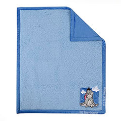 Disney Winnie The Pooh My First Blankie Sherpa Blanket, 30"x36" Blue Eeyore Fluffy Premium Blanket for Baby Boy, Girl Soft Warm Cozy, Infant or Newborn Blanket for Crib, Stroller, Travel, Nursery