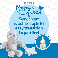 Dr. Brown's Baby Lovey Pacifier & Teether Holder, Sloth with Grey HappyPaci, 100% Silicone, 0-6m