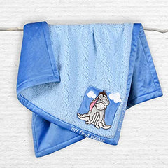 Disney Winnie The Pooh My First Blankie Sherpa Blanket, 30"x36" Blue Eeyore Fluffy Premium Blanket for Baby Boy, Girl Soft Warm Cozy, Infant or Newborn Blanket for Crib, Stroller, Travel, Nursery