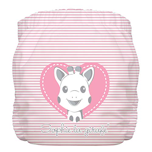 Charlie Banana Diaper 2 Inserts Sophie la Girafe - Hybrid AIO (Pencil Heart)., Pink, One Size