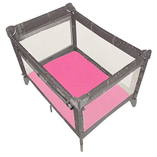 Ben & Noa Pack N Play Playard Sheet, 100% Breathable Jersey Cotton, Made in Canada, Ballet Pink