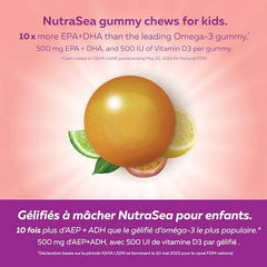 Nature’s Way NutraSea Omega-3 Kids Gummy Chews - Delicious Tropical Citrus Flavor, Sucrose-Free Chewable Gummies, 500 mg EPA + DHA and 500 IU Vitamin D3 - Suitable for Kids Age 3+, 30 Gummies