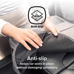 Diono Super Mat Car Seat Protector for Infant Car Seat, Booster Seat and Pets, Crash Tested, Thick Padding, Non Slip Backing, Durable, Water Resistant Protection, 3 Handy Mesh Storage Pockets, Gray