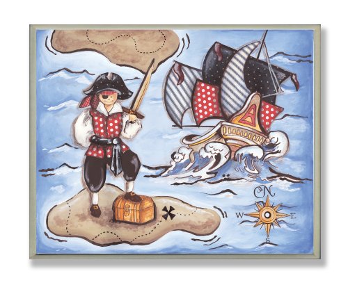 The Kids Room by Stupell Pirate on a Deserted Island Rectangle Wall Plaque