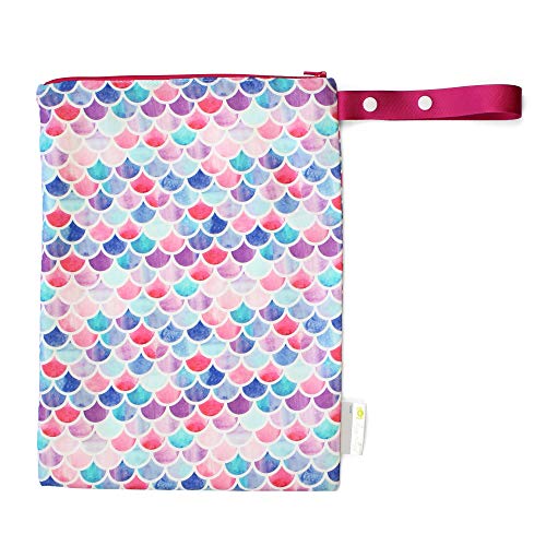 Itzy Ritzy Sealed Wet Bag with Adjustable Handle - Washable & Reusable Wet Bag with Water Resistant Lining Ideal for Swimwear, Diapers, Gym Clothes & Toiletries; Measures 11" X 14", Mermaid