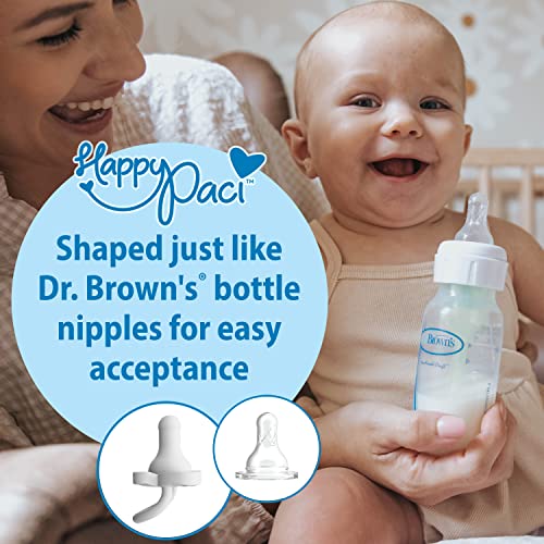 Dr. Brown’s HappyPaci 100% Silicone Pacifier 0-6m, BPA Free, Black, Cool Gray, White, 3-Pack